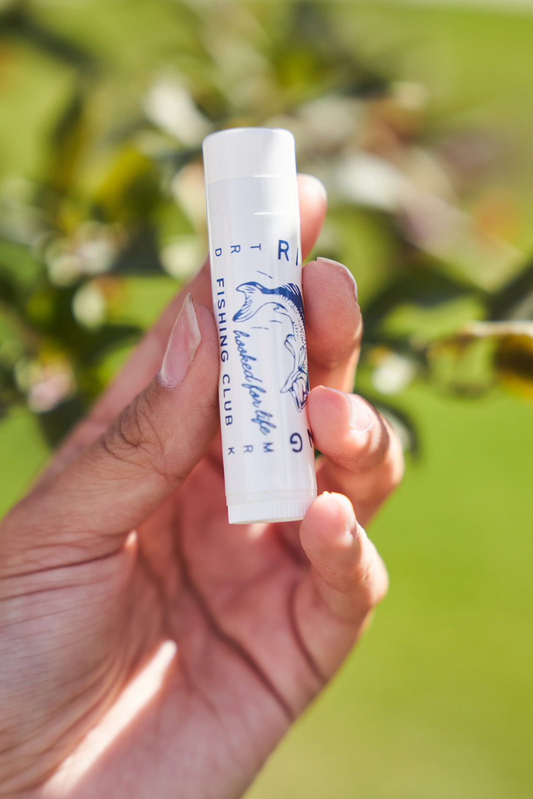 Lip balm for fishing. Fishing club. Fishing accessories.